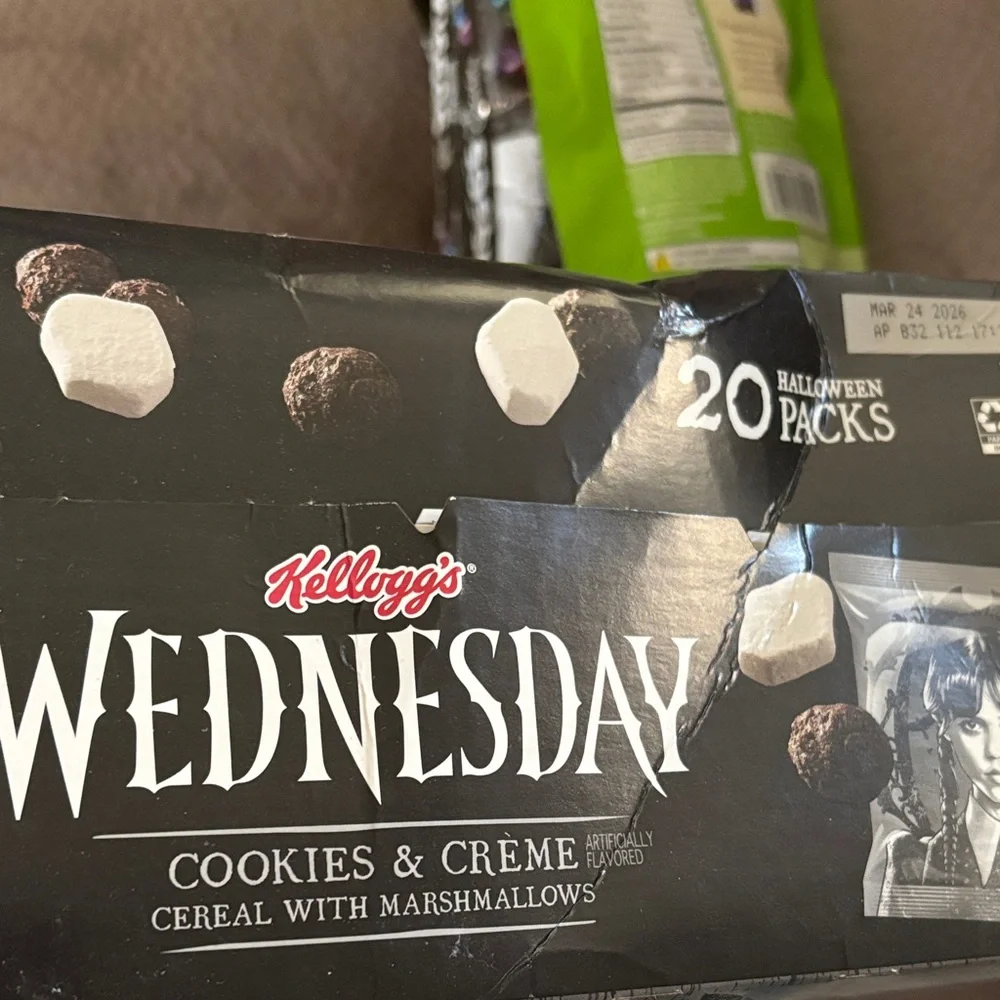$$SALE$$ Wednesday Halloween Cookies & Creme Cereal Packs, and Hershey Kisses